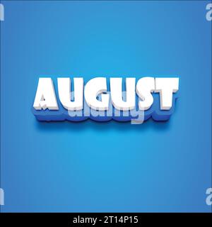 Vector 3D August text on a blue blackground. Stock Vector