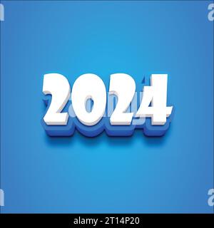 Vector 3D 2024 text on a blue blackground. Stock Vector