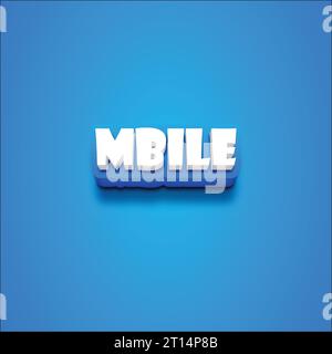 Vector 3D Mobile text on a blue blackground. Stock Vector