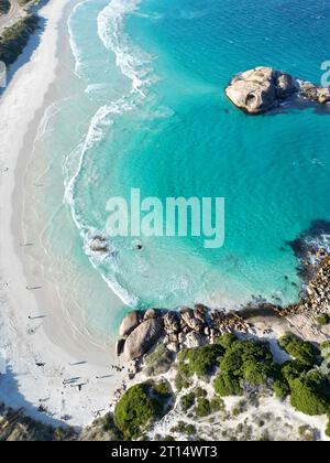 An aerial view of appealing Twilight Beach in Esperance, Western Australia Stock Photo