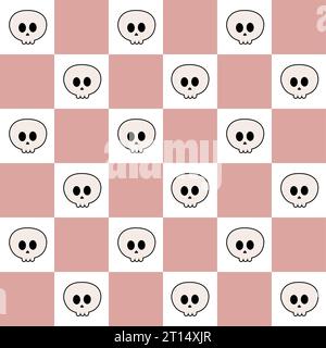 Vector seamless pattern of groovy Halloween skull Stock Vector