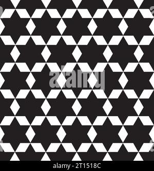 Seal of Solomon Star of David Symbol Emblem Seamless Pattern Flag Blue Black Colors Stock Vector