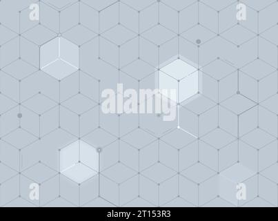 Gray 3d cubes on light grey background, seamless geometric pattern. Abstract and modern technology and science background with repeating pattern. Stock Photo