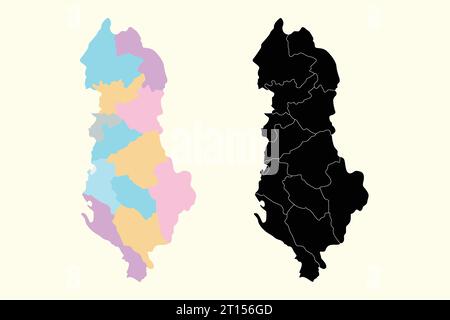 Albania vector silhouette map white background Stock Vector