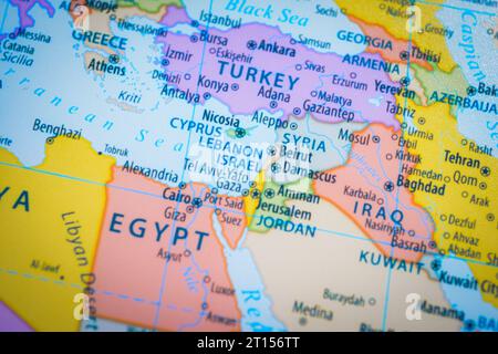 Map of Israel and capital Jerusalem. that shows the war zone between ...