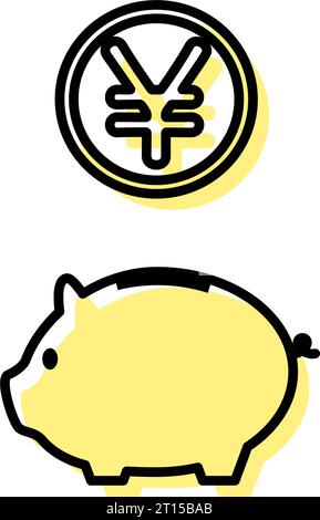 Image of savings and saving, piggy bank and circle symbol, simple line drawing icon, Vector Illustration Stock Vector