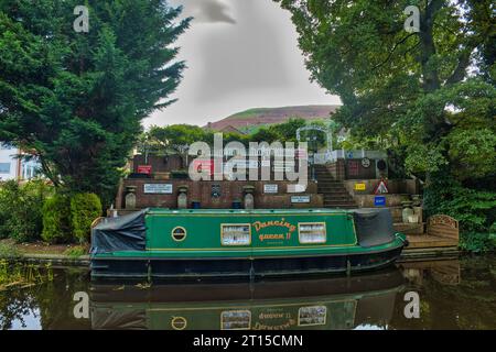 Signs galore beside Mon & Brec Canal Stock Photo