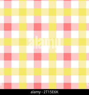 Pastel tablecloth gingham Vector Seamless Pattern. Yellow and red checker background. Cottagecore Garden design. Homestead Farmhouse Summer Graphic Ba Stock Vector