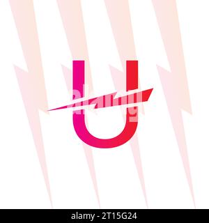 U letter logo with the Electrical sign, electricity logo, power energy logo, and icon Stock Vector
