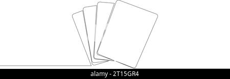 Four square frames continuous line drawing. Blank playing cards drawn by single line. Simple abstract doodle frame. Vector illustration Stock Vector