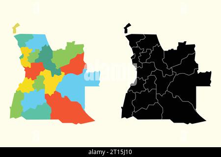 Angola vector silhouette map white background Stock Vector