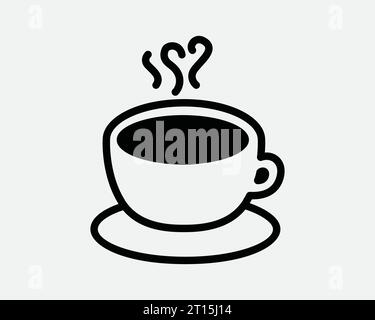 Coffee Icon Hot Chocolate Beverage Cup Warm Drink Tea Mug Cafe Coffeeshop Latte Cappuccino Steam Black White Outline Line Shape Sign Symbol EPS Vector Stock Vector