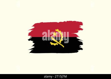 Vector flag of Angola with national symbols Stock Vector