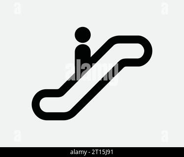 Escalator Icon Moving Stair Stairs Up Down Floor Step Information Top Bottom Transport Travel Black White Line Outline Shape Sign Symbol EPS Vector Stock Vector