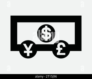 Currency Exchange Icon Note Money Bank Banking Cash Dollar Euro Yen Finance Cash Invest Investment Black White Shape Line Outline Sign Symbol EPS Vect Stock Vector
