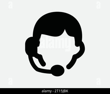 Customer Service Icon Phone Operator Caller Contact Business Call Center Telemarketing Telephone Black White Shape Line Outline Sign Symbol EPS Vector Stock Vector