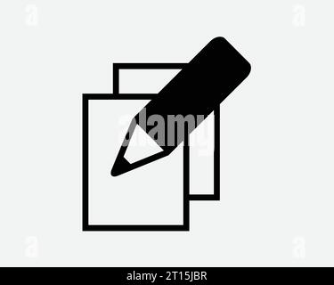 Edit Document Icon Pen Pencil Editing Contract Copy Duplicate Note Notepad Business Page Paper  Black White Shape Line Outline Sign Symbol EPS Vector Stock Vector