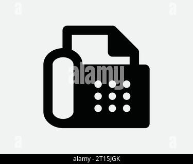Fax Machine Icon Office Equipment Print Printer Device Phone Business Telephone Old Technology Black White Line Outline Shape Sign Symbol EPS Vector Stock Vector