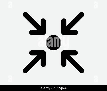 Gathering Point Arrow Icon Four Pointer Target Assembly Position Location Here Targeting Aim Center Black Shape Line Outline Sign Symbol EPS Vector Stock Vector