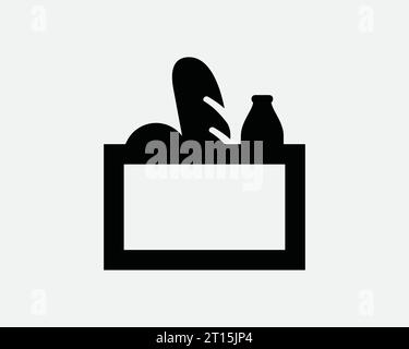 Food Donation Box Care Package Charity Donate Hunger Volunteer Social Humanity Assistance Meal Black White Outline Line Shape Sign Symbol EPS Vector Stock Vector