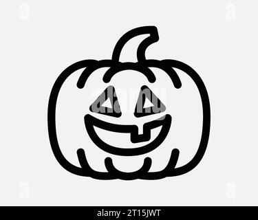 Halloween Pumpkin Carving Icon Sign Symbol Vector EPS 10 Black and White Line Outline Stock Vector