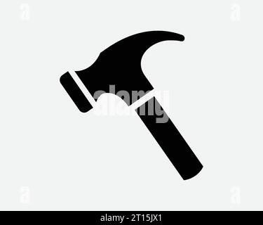 Hammer Icon Repair Construct Construction Hit Tool Industry Equipment Hardware Renovation Work Black White Shape Line Outline Sign Symbol EPS Vector Stock Vector