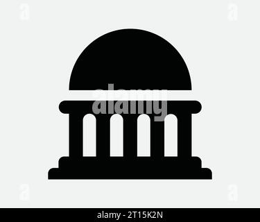 Government Icon Building Dome Architecture Structure Bank Law Museum Library Congress Capitol Black White Outline Line Shape Sign Symbol EPS Vector Stock Vector