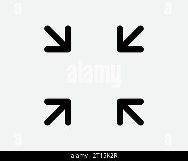 Four Arrows Point In Icon 4 Arrow Pointer Zoom Out Scale In Target Direction Position Navigation Black White Shape Line Outline Sign Symbol EPS Vector Stock Vector