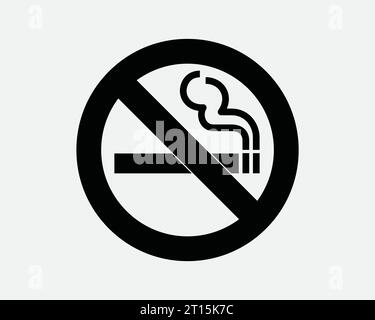 No Smoking Sign Cigarettes Prohibited Not Allowed Cannot Ban Forbid Smoke Free Zone Warning Stop Black White Outline Line Shape Icon Symbol EPS Vector Stock Vector