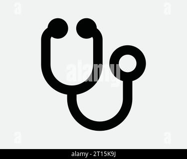 Stethoscope Icon Doctor Medical Healthcare Health Care Hearing Device Instrument Cardiology Breathing Black White Outline Shape Sign Symbol EPS Vector Stock Vector