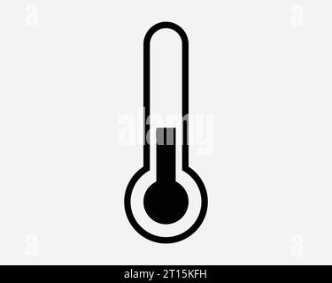 Thermometer Icon Temperature Measure Measurement Test Hot Cold Scale Measuring Tool Medical Black White Shape Line Outline Sign Symbol EPS Vector Stock Vector
