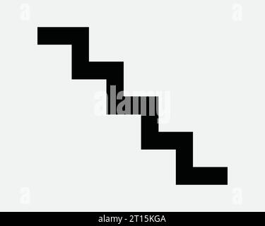 Stairs Icon Staircase Steps Stairwell Up Down Stair Well Case Ladder Walk Climb Escalator Exit Path Black White Outline Line Shape Sign Symbol Vector Stock Vector