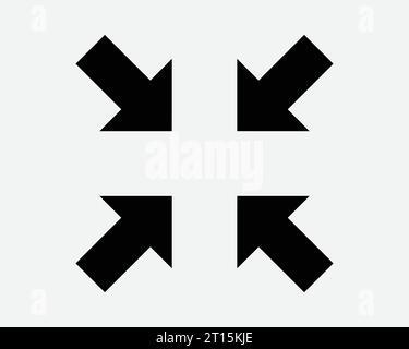 Zoom Out Icon 4 Arrows Arrow Point Pointer Gesture Aim Target Location Position Navigation In Black White Shape Line Outline Sign Symbol EPS Vector Stock Vector