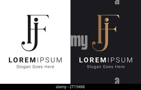 Luxury Initial JF or FJ Monogram Text Letter Logo Design Stock Vector