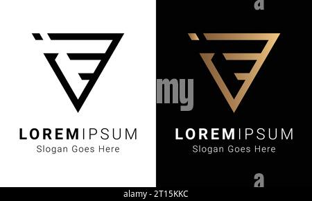 Luxury Initial JF or FJ Monogram Text Letter Logo Design Stock Vector
