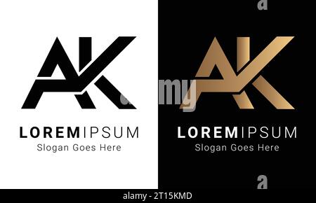 Luxury Initial AK or KA Monogram Text Letter Logo Design Stock Vector