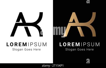 Luxury Initial AK or KA Monogram Text Letter Logo Design Stock Vector