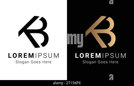 Luxury Initial BK or KB Monogram Text Letter Logo Design Stock Vector