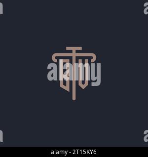BV initial logo monogram with pillar icon design vector Stock Vector