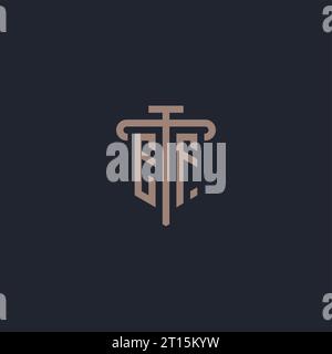 EF initial logo monogram with pillar icon design vector Stock Vector
