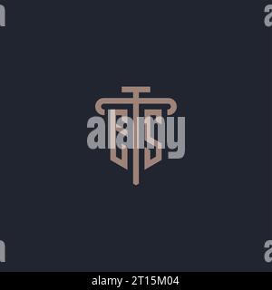 ES initial logo monogram with pillar icon design vector Stock Vector