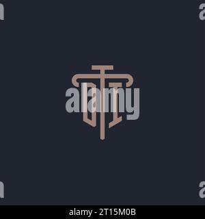 DI initial logo monogram with pillar icon design vector Stock Vector