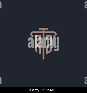 AZ initial logo monogram with pillar icon design vector Stock Vector