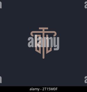 BL initial logo monogram with pillar icon design vector Stock Vector