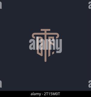 DF initial logo monogram with pillar icon design vector Stock Vector