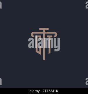 CT initial logo monogram with pillar icon design vector Stock Vector