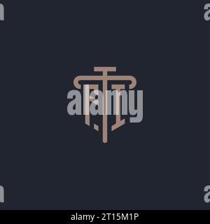 FI initial logo monogram with pillar icon design vector Stock Vector
