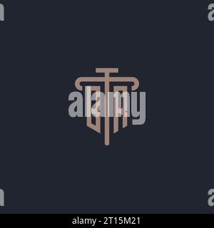 BR initial logo monogram with pillar icon design vector Stock Vector
