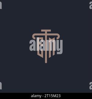 EM initial logo monogram with pillar icon design vector Stock Vector