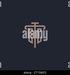 EC initial logo monogram with pillar icon design vector Stock Vector